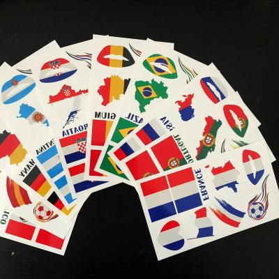 China Country Flag Temporary Face Paint Stenciling World Cup World Cup Soccer Match National Flag Sticker Reusable Temporary Tattoos for sale