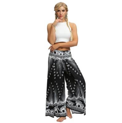 China Breathable Custom Logo Printing Lulu Leggings High Waisted Breathable Comfort Yoga Pants Loose Side Split Wide Leg Pants for sale