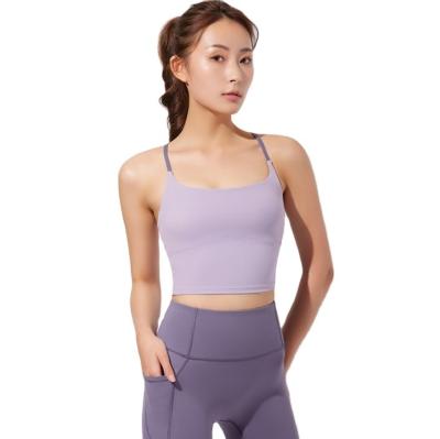 China Breathable Women's Yoga Tank With Built In Bra, Padded Sports Bra, Crop Tank Tops Wireless Fitness Yoga Workout Suite for sale