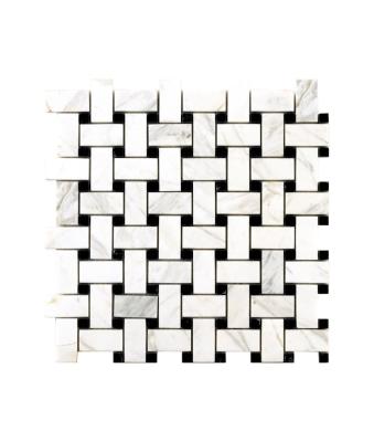 China Parquet Basket Weave white stone art mosaic for sale