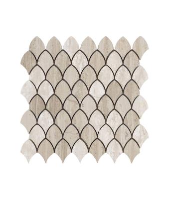 China Parquet Simplicity Style Brown Fish Scale Marble  Marble Backsplash Mosaic Tiles for sale