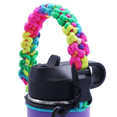 China For 12-64oz Flask Water Bottles Strap 550 Paracord Camping Handle Strap For Bottle Handle With Safety Ring for sale