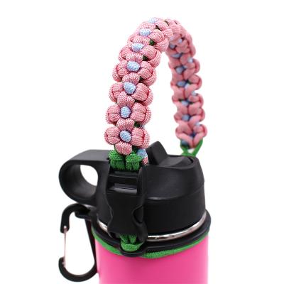 China For Camping 550 Paracord Sunflower Custom Weave Handle For Camping Flask Water Bottle Holder for sale