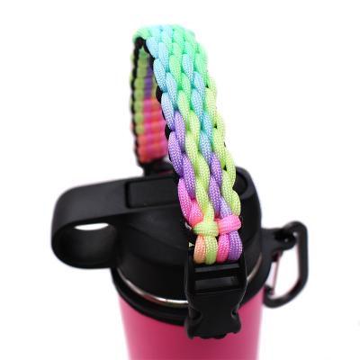 China For Camping To Custom Design Flask Wide Mouth Bottle Paracord Handle Strap For Hydraulic Water Bottle With Safety Ring for sale