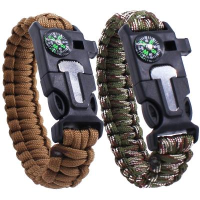 China For Better Wilderness Survival Camping Kit Compass Flint Fire Starter Paracord Bracelets With Whistle for sale