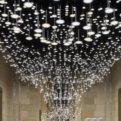 China Dot Hanging Lamp Decoration Hotel Lobby Modern Simple Acrylic Iron Led Chandelier for sale