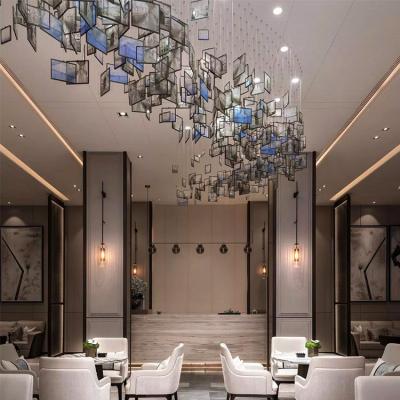 China Custom New Product Large Modern Banquet Hall Villa Exhibition Commercial Hotel Acrylic Led Chandelier for sale