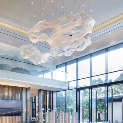 China Modern White Flame Hanging Lights Decoration Hotel Long Lobby Modern Luxury Custom Chandelier for sale