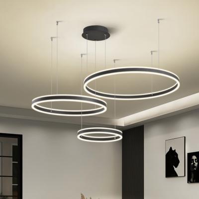 China Modern Style Modern Decoration Store Home Living Room Led Acrylic Aluminum Round Gold Pendant Light for sale