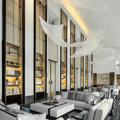 China New Model Business Center Big Modern Project Hotel Glass Custom Lobby Led Chandelier Lamp for sale