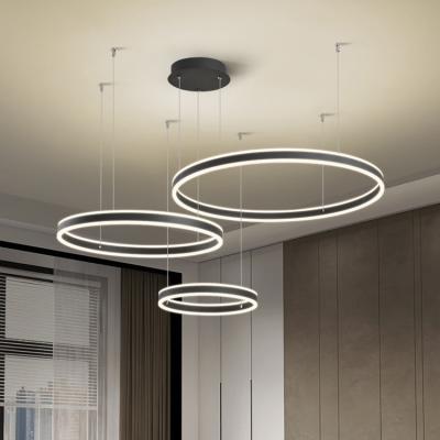 China Modern Round Bedroom Pendant Light Living Room Decoration Aluminum Luxury Chandelier for sale