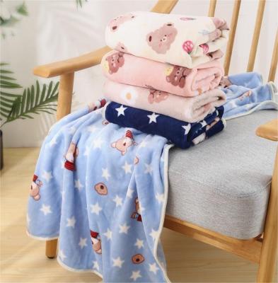 China Sustainable Wholesale Custom Warm Bear Pattern Animal Print Designer Fluffy Puppy Pet Blanket Flannel Mat Cartoon Cat and Dog Blanket for sale