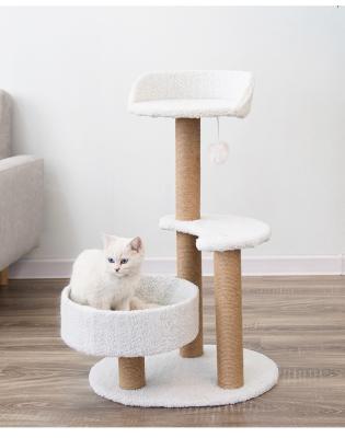 China Sustainable Wholesale Modern Luxury Wooden Cat Tree Tower Sisal with Multi-layer Platform Cat Scratching Post Cat Tree House for sale