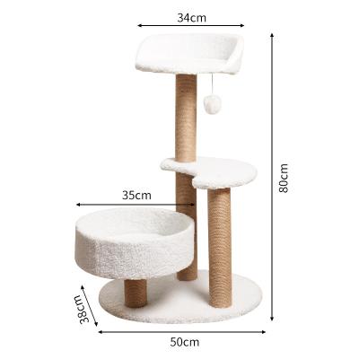 China Sustainable Custom Logo Cat Tree House Two Layers Indoor Plush Perch Cat Tree Tower With Cat Condos And Scratching Posts With Baskets for sale