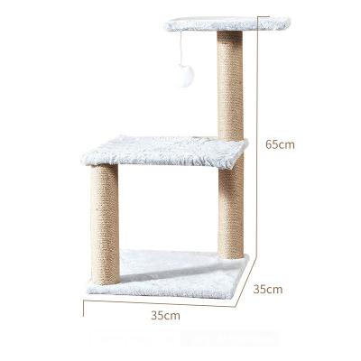 China Sustainable High Quality Cute Cat Tree Dual Platform Gray Felt Cat-Teasing Pendant Cat Tree Toy with Scratcher Scratching Post for sale