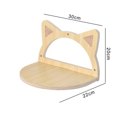 China Sustainable Wholesale Custom Size LOGO Eco-freindly Wooden Floating Wall Mounted Cat Furniture Cat Stairs Hammock Cat Wall Furniture for sale