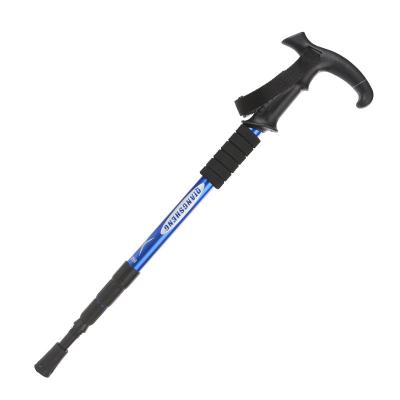 China Promotional Ultralight Hardness 6061Aluminum Alloy Walking Stick T-Leg Trekking Telescopic Pole Hike/Rise/Ski for sale