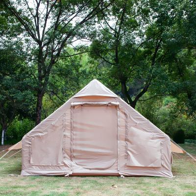 China Extended type high quality rain and sun protection cotton fabric outdoor tent quick set up camping inflatable two door pvc gas column tent for sale