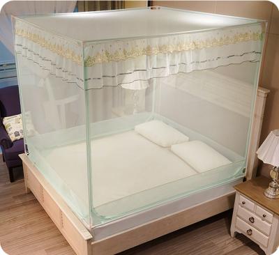 China Romantic Princess King Queen Size Insecticide Treated Rectangular Palace Lace Mosquito Net For Double Bed for sale