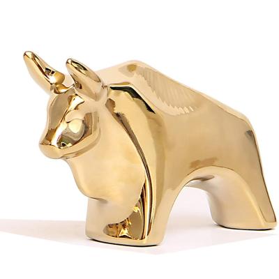 China Modern Small Animal Statue Gold Home Decor China Style Ceramic Animal Figurines for sale