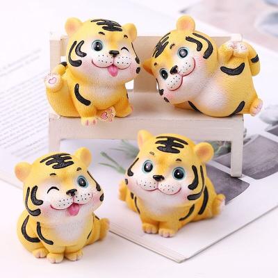 China Chinese Resin Tiger 2022 China New Year Decoration Lucky Tiger Zodiac Ornament Tiger Mascot Statue Figurine for sale