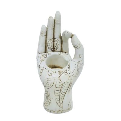 China Wholesale Europe Hand Shape Buddhist Candle Holder Zen Ornaments For Office Mudra Buddha for sale