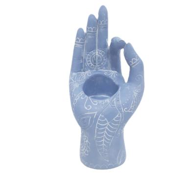 China New Europe Design Mudra Hand Candle Holder Carving For Home Decor Buddha Hand Candle Holder for sale