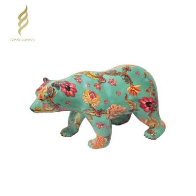 China Nordic Europe Animal Crafts Colorful Resin Polar Bear Decor Sculpture for sale