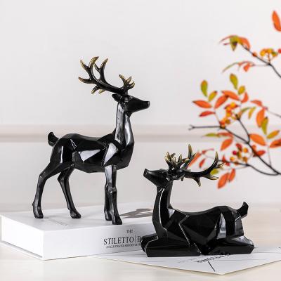 China European Style Resin Animal Figurines Home Decoration Deer Statue for sale