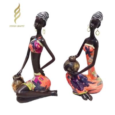 China 2021 Europe New Arrival Style African Handwork Lady Figurines For Home Decoration for sale