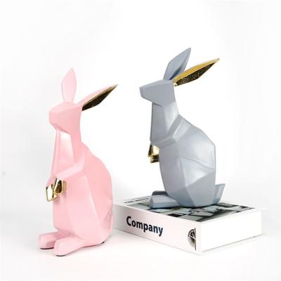 China Home Decoration Crafts Art Resin Geometric Animals Europe Rabbit Creative Modern Figurine Sculpture for sale