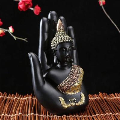 China China Zen Meditation Resin Thailand Hand Shape Buddha Statue Open Buddha Hand Candle Holder for sale