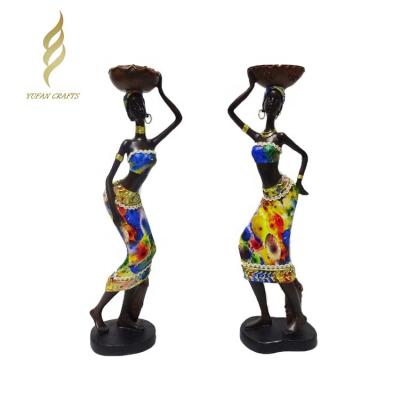 China New Artificial Polyresin Decoration New Decor Africa Women Home Sculpture for sale