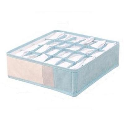 China 24 Viable Stock Foldable Storage Bins Cube Box Hamper Basket In Grids Suede Fabric Underwear Storage Organizers With Dividers for sale