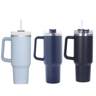 China Double Wall Stainless Steel Viable Wholesale Vacuum Insulated Sublimation Car Tumbler Coffee Cups In Bulk With Handle And Straw for sale