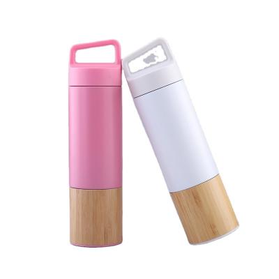 China Bpa Free Eco-Friendly Bamboo Stainless Steel Water Bottle Vacuum Insulated Flask Travel Viable Best Selling Thermos for sale