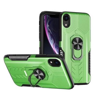 China 2 in 1 shockproof hybrid kickstand mobile phone case for iphone xr magnetic PC holder tpu car back cover for iphone xr SZ-003 for sale