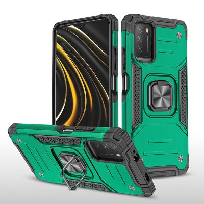 China 2 in 1 mobile phone protective case for xiaomi poco m3 case can be used for magnetic car holder with back bracket SZ-003 for sale