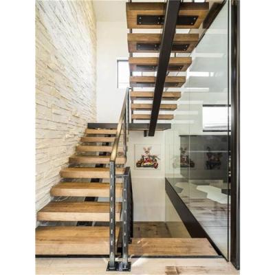 China Modern U Shape Straight Steel Simple Stairs Mono Stringer Modern Mono Stairs for sale