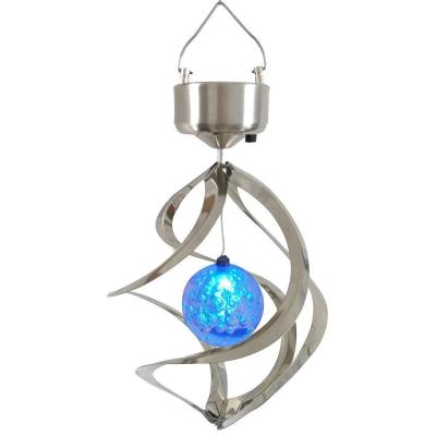 China Garden Amazon Bestselling Tree Decor Hanging Spinner Lamp Wind Chime Ball Solar Powered Spiral Glowing Magic Solar Garden Light for sale