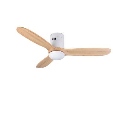 China Nordic Modern 52 Inch Minimalist Amazon Hot Selling 42 3 Wood Blades Hanging Forward Fan Lamp Decor Reverse Led Wood Ceiling Fan Light for sale