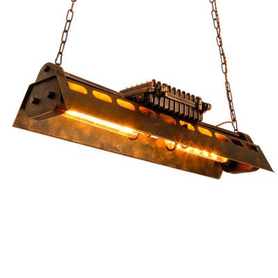 China Retro LED Steampunk Wrought Iron Kitchen Amazon Sale Pendant Light Rectangle Hot Heavy Industrial Creative Steel Chandelier for sale