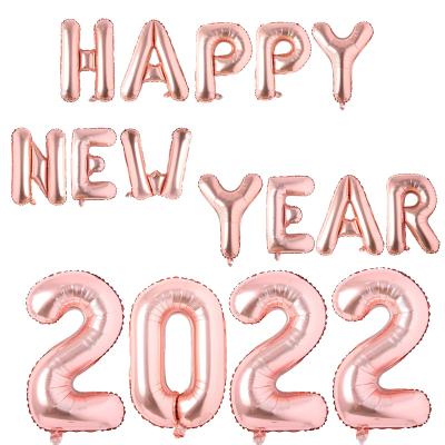 China Foil foil 16 inch 2022 Happy New Years letter foil balloons 32 inch number New Year and Christmas stage decoration balloon supplies for sale