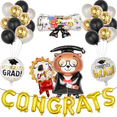 China Gift Toy Animal Dr. Bear Student Graduation Balloon Earth Helium Graduation Foil Balloon Graduation Gift Set Cartoon Toy for sale