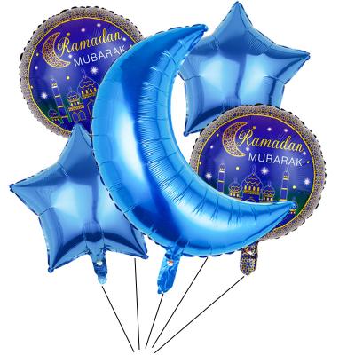 China Eid Mubarak Party Supplies Party Supplies Blue Star and Moon Foil Balloon Set Happy Eid Mubarak Balloon Ramadan Party Supplies Decoration for sale