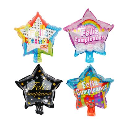 China 10 Inch Five-pointed Star Gift Toy Form Spanish Feliz Cumpleanos Birthday Theme Scene Happy Birthday Foil Balloon Decoration Gift Toy for sale