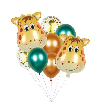 China Foil Animal Kids Tiger Head Foil Balloon Sets Monkey Cow Giraffe Happy Birthday Theme Stage Decoration Balloons Supplies for sale