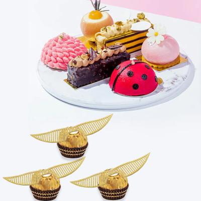 China 50PCS Paper Cupcake Wings Shape Paper Cupcake Topper Decoration Hollow Out Chocolate Gold Glitter Wedding Party Supplies Happy Birthday Party for sale