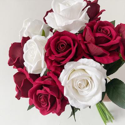 China Natual Touch & eco-friendly & factory price real fashional touch flower wholesale big velvet rose artificial flowers for sale