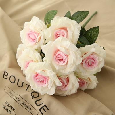 China Natural Touch In Master High End Artificial Flower Rose Flowers Stock 10 Silk Rose Flower Bouquets for sale